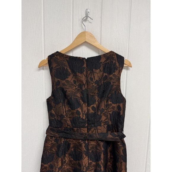 Talbots Women's Sleeveless Black And Brown Floral Sheath Formal Dress Size 8 - Picture 8 of 11